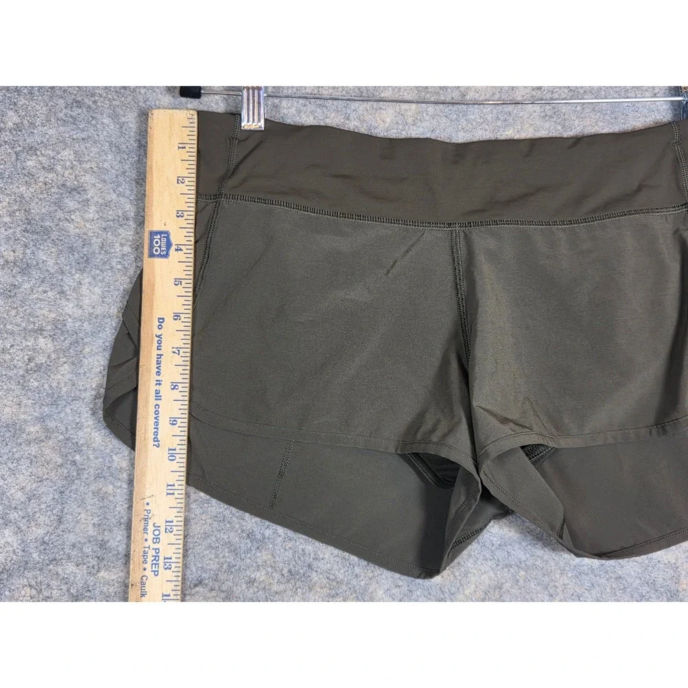 Lululemon Speed Up Low-Rise Short Dark Olive Green Running Womens 10 Inseam 2.5